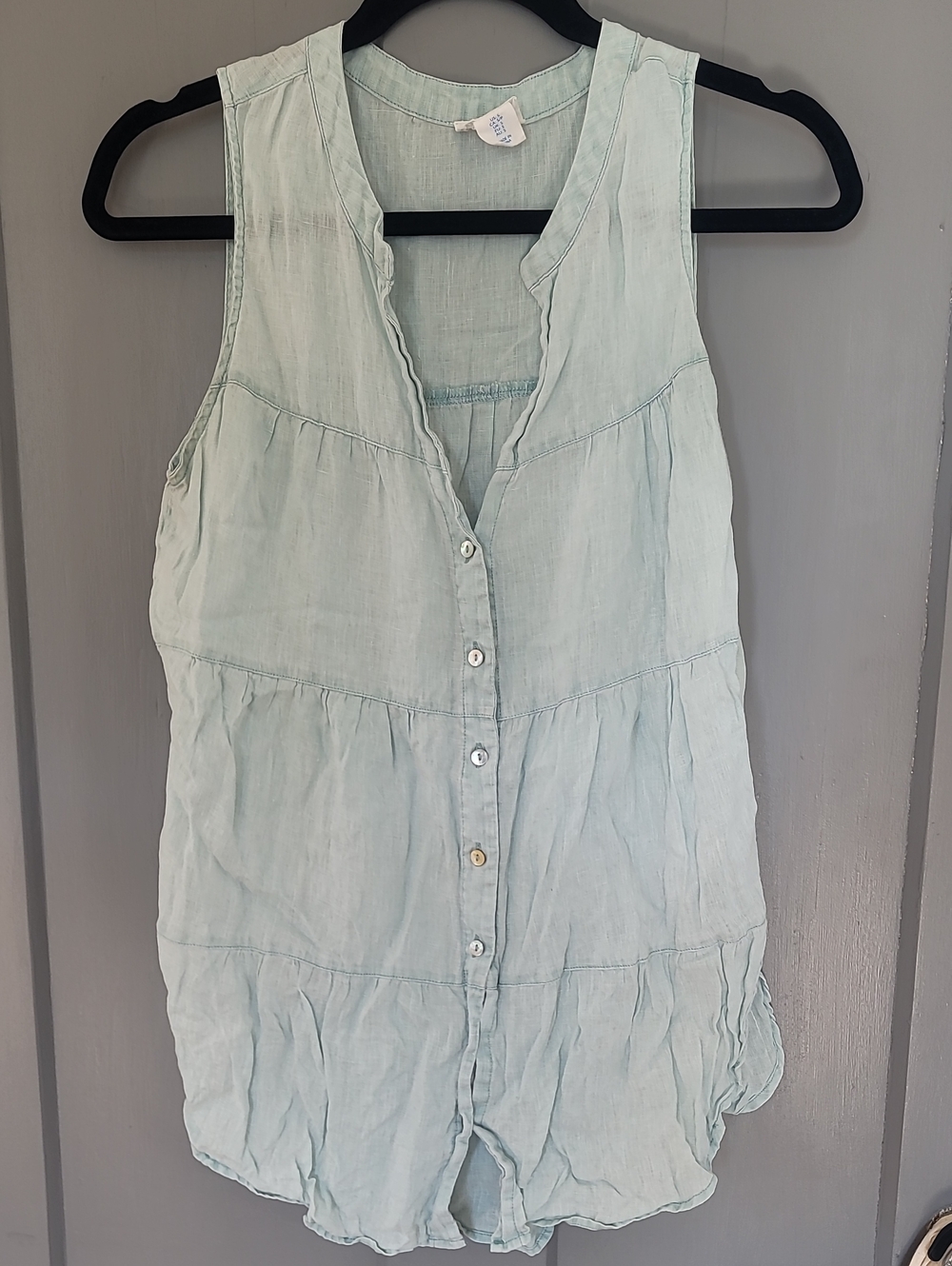 Sigrid Olsen Light Aqua Sleeveless Button-Front Tank